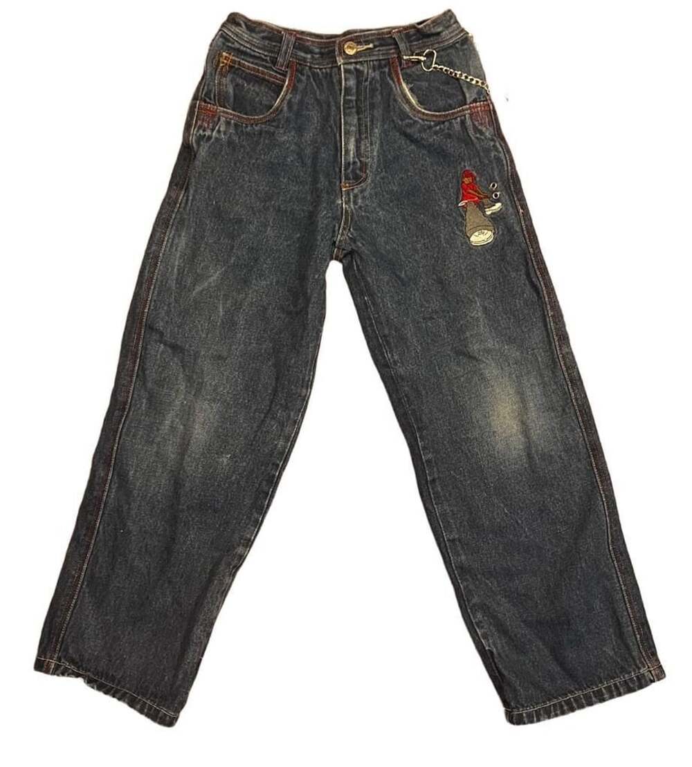 Urban X Vintage Y2K Baggy Skater Jeans Size 10 24W Embroidered Chain JNCO Style